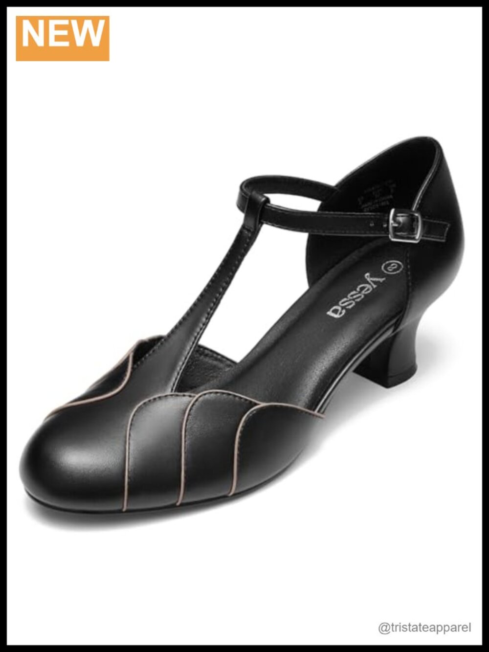 Leather Character Dance Shoes Women 2" T-Strap Ballroom 1920s